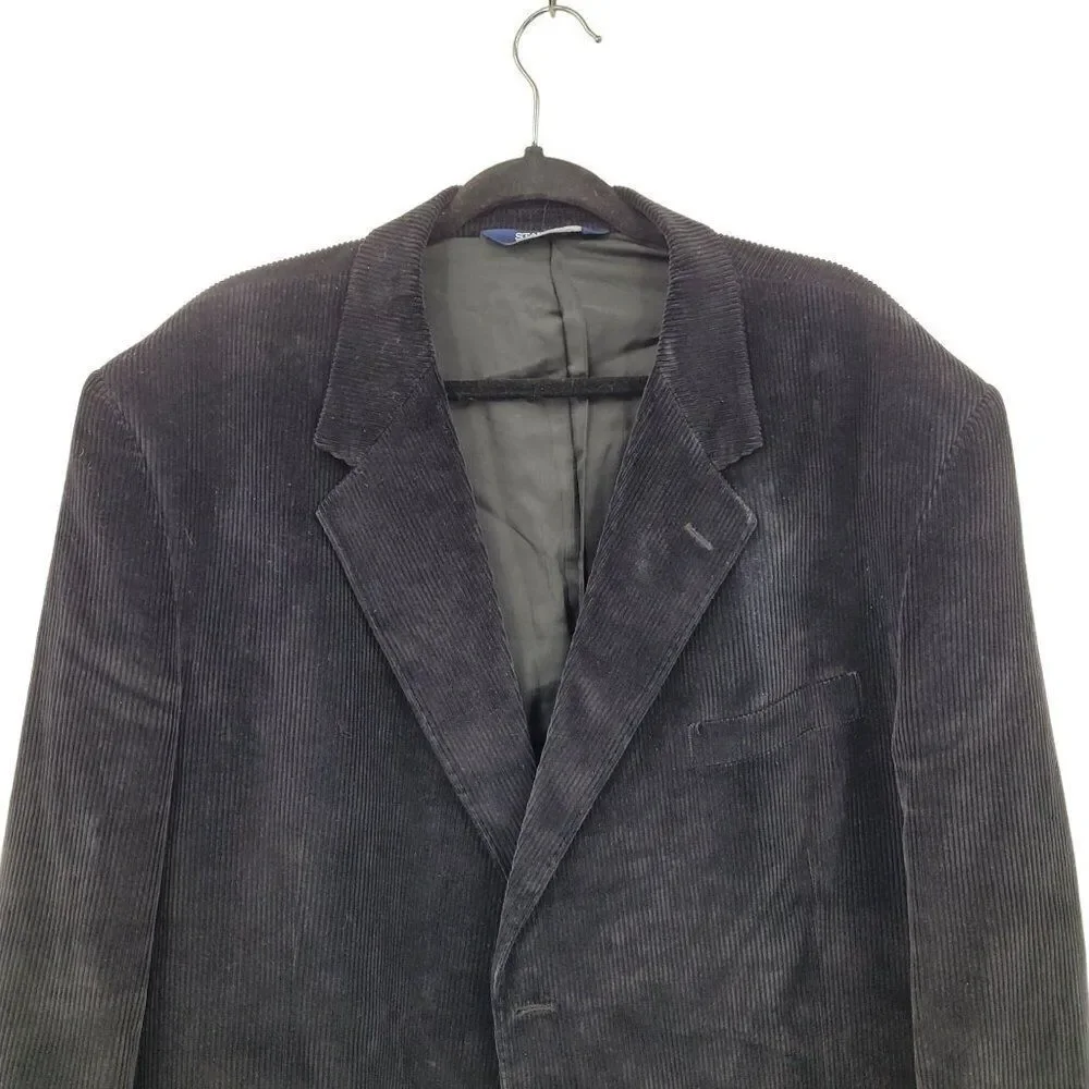 Stafford Mens 48R Corduroy Blazer Jacket Black Cotton Sports Coat Casual‎ Dressy
